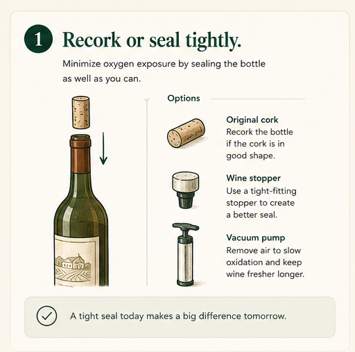 Recork or seal tightly